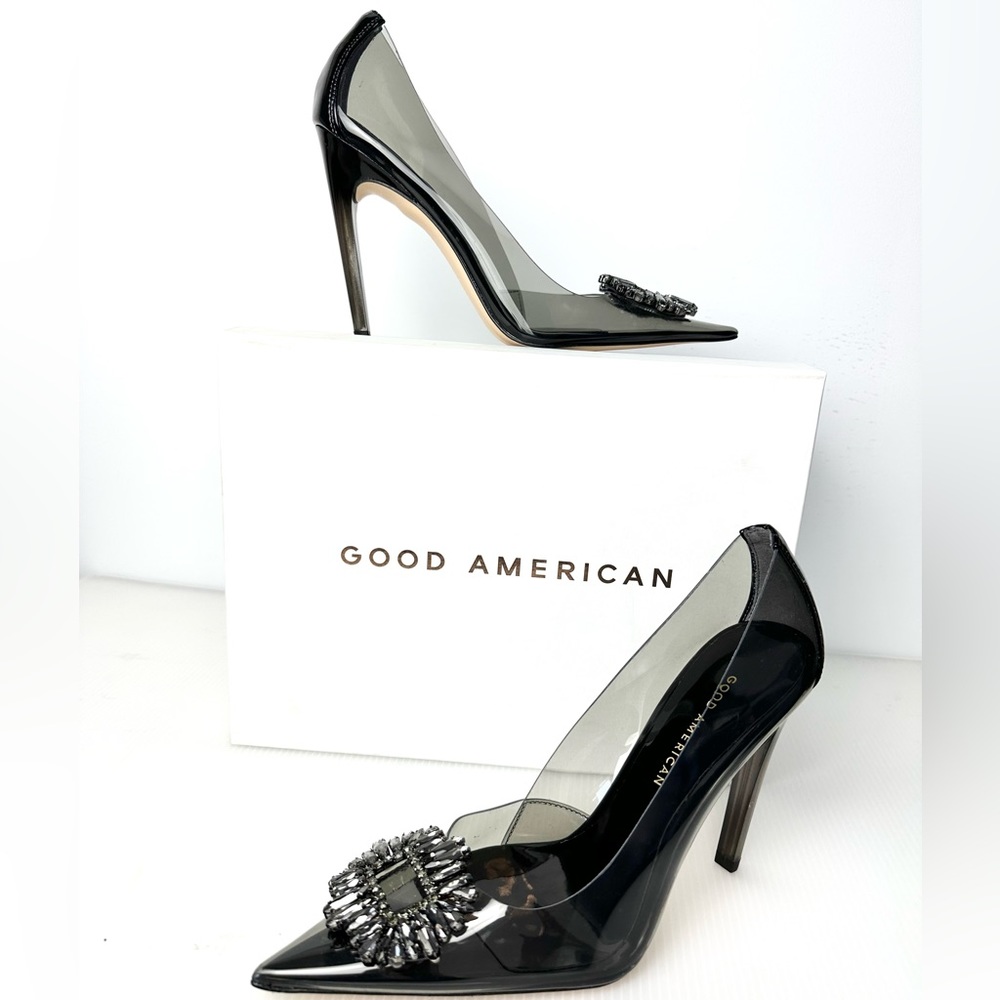 SOLD!🤑 Good American Cinder-F*cking Rella Heels Light Smoke Pumps Heels Size 9